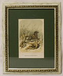 Литография "Нападение волков", 1871 год, размер 314х255 мм