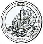 Монета 25 центов  Квотер США 2012 г. Мэн. Национальный парк Акадия 