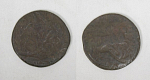 Монета Елизаветы Деньга 1759 года, двойной удар, брак (21)
