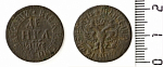 Монета  Петра I Деньга 1705 г  самодержец 