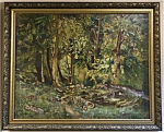 Картина Лес, холст, масло, н/х, размер 70х55 см, надрезы на холсте 3,5 см и 1,5х1,5 см