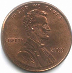 Монета 1 цент 2000г США