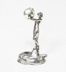 Лампада Девушка, металл, серебрение, клеймо WMF, страус, 1903-1920-е года, Европа,высота 19,5 см (1)
