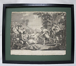 Резцовая гравюра 1720 г Встреча Давида и Авигеи, Эдме Тура, 47х36,5 см, по багету 61,5х5,5 см  (5)