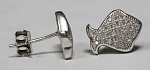 Серьги гвоздики с цирконами Рыбки, серебро 925 пр, 2,5 гр  (21)