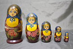 Набор Матрёшки СССР, Цветы, ручная роспись 5 штук, высота 18 см, не закрывается, трещина  (24)