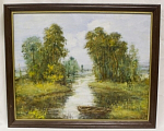 Картина Тихая речка, холст, масло, в авторской раме. Ильдус Валитов, 50х40 см