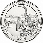 Монета 25 центов  Квотер США 2014 г.Флорида. Национальный парк Эверглейдс №25