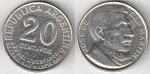 Монета 20 сентаво 1950 г Аргентина