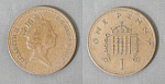 Монета 1 пенни 1987 года Великобритания (156)