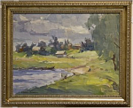 Картина.Бузин 1965 г., р.Сороть. У Тригорского, размер 33,5х43 см