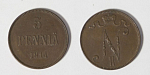 Монета Николая II 5 пенни (penni) 1914 г Русская Финляндия  (114)