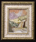 Картина мозайка из камня серафинит, чароит, халцедон, агат, и др. авторская работа, 17х20 см