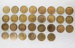 Подборка набор монет 3 копейки 30 шт.1926-1957 года (А39)