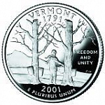 Монета 25 центов  Квотер США 2001 г. Вермонт, Сбор сока кленовых деревьев 