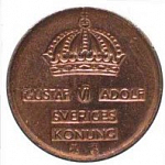 Монета 1 эре 1970 г. Швеция