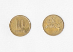 Монета 10 центов 1991 года Литва