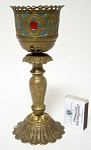 Лампада, латунь, чеканка, окрашен, 19 век 