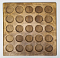 Набор планшетов 7 шт, для монет d- от 32 мм-46 мм, кол-во ячеек от 16-25 шт, дерево 25х25 см 