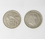 Монета  5 песет 1957 год Испания
