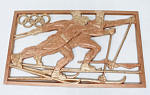 Панно Лыжники, олимпиада, силумин, 1980 год, размер 45х26,5 см  (17)