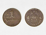 Монета 1 сантим 1924 года Латвия