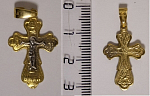 Крест серебро, золочение, 925 пр., 1,7 гр, 3,5х1,5 см, Афон