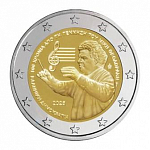 Монета 2 евро 2025 года Греция 100 лет со дня рождения Микиса Теодоракиса