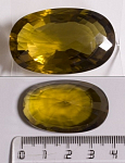 Цитрин овальный. Размер 37х23,6х16,0 мм. 84 ct .  Чистота WS. Огранка шахматная. Бразилия № 9.1