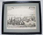 Резцовая гравюра 1650 г Морское сражение у Фемарна, гр. Мериан, 38,5х29,5 см, по баг 44х53 см  (4)