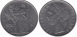 Монета 100 лир, 1968 год, Италия
