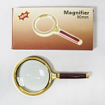 Лупа в золотой оправе MAGNIFER 90 мм с красной ручкой