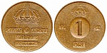Монета 1 эре 1954 г. Швеция