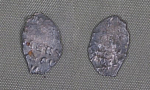 Монета Петра I Алексеевича Копейка, 1682-1725 гг, чешуя,  вес 0,22 гр (16)