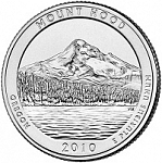 Монета 25 центов  Квотер США 2010г. (Орегон,Mount Hood), (UNC)