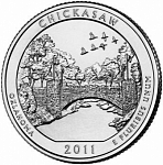 Монета 25 центов  Квотер США 2011 г.Аклахома  (Чикасо) 