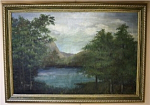 Картина Горное озеро, холст, масло, 89х60см 