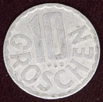 Монета 10 грошенов 1968 г Австрия (13)