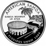 Монета 25 центов  Квотер США 2009 г. (Восточное Самоа), 	Ритуальные предметы народов Полинезии: