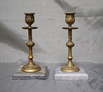 Подсвечники 2 шт, бронза, камень, конец 19 века, высота 21 см  (12)