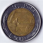 Монета 500 лир, 1984 год, Италия