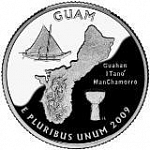 Монета 25 центов  Квотер США 2009 г. (Гуам), 
