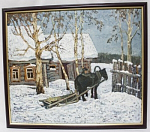 Картина Зимний день, А. Дианов, холст, масло, 2001 г, 55х65 см