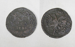 Монета Елизаветы Деньга 1751 года, двойной удар, брак (20)