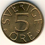 Монета 5 эре 1973 г. Швеция