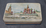 Коробка жестяная Москва Кремль, высота 4 см, размер 17х10,5 см  (14)