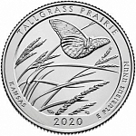 Монета 25 центов Квотер США 2020 г. Канзас, Национальный заповедник Толлграсс-Прери №55