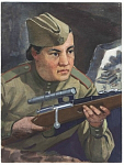 Рисунок акварелью Герои ВОВ Моллагулова А.Н, автор Стадник А.М., размер 27,8х20,8 см