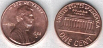 Монета 1 цент 1988г США