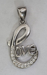 Кулон с цирконом Love, серебро 925 пр, 2 гр размер 2 см  (13)